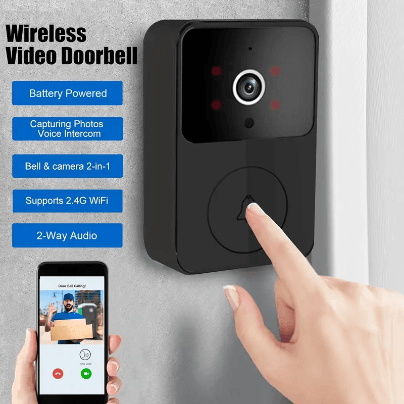 Wireless Video Doorbell for Business – HD Camera, 2-Way Audio, App Control, Night Vision, Cloud Storage, Dual Power (Battery/USB), WiFi Enabled