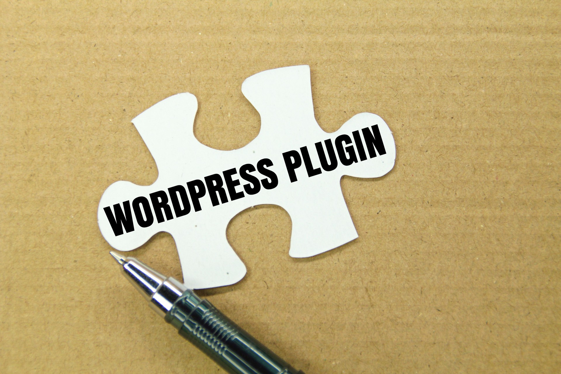 pen and white puzzle with the words Wordpress Plugin