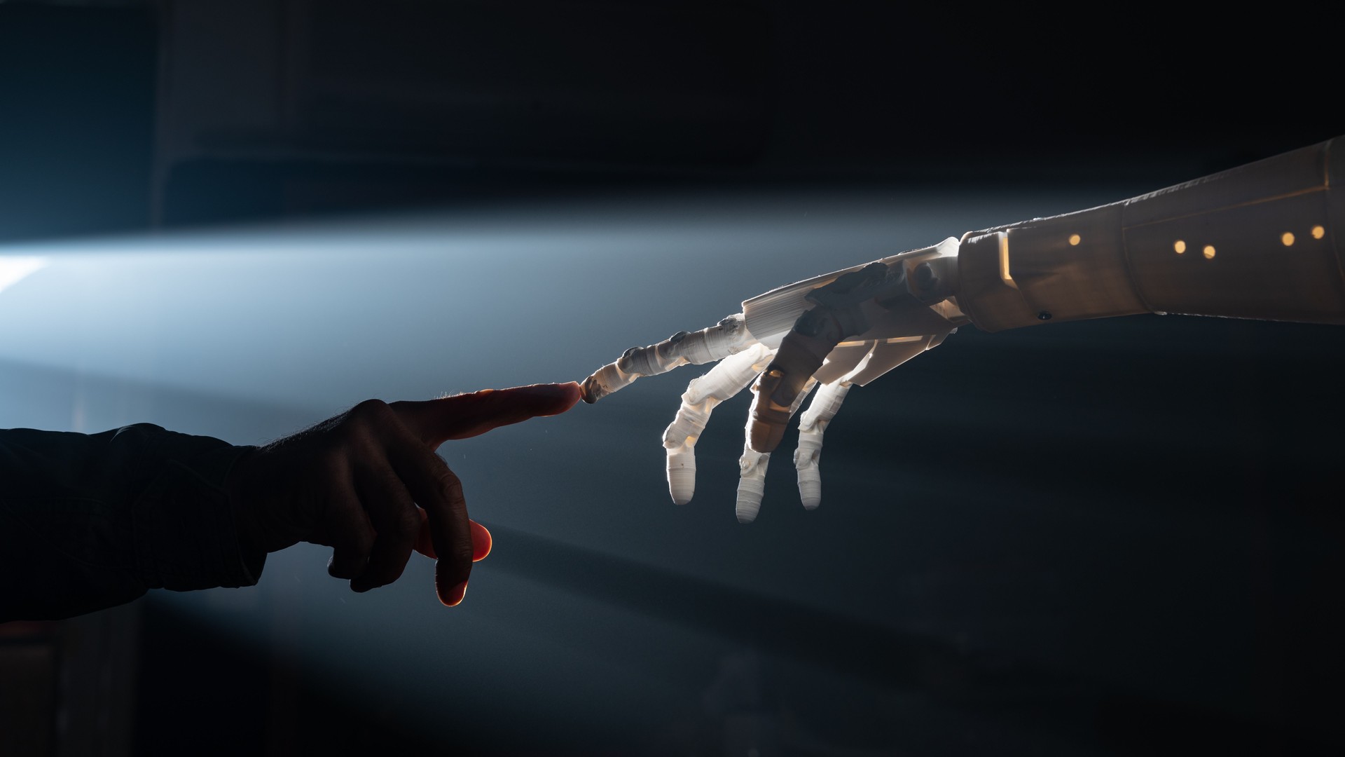 Human Finger Touching Robot Fingers
