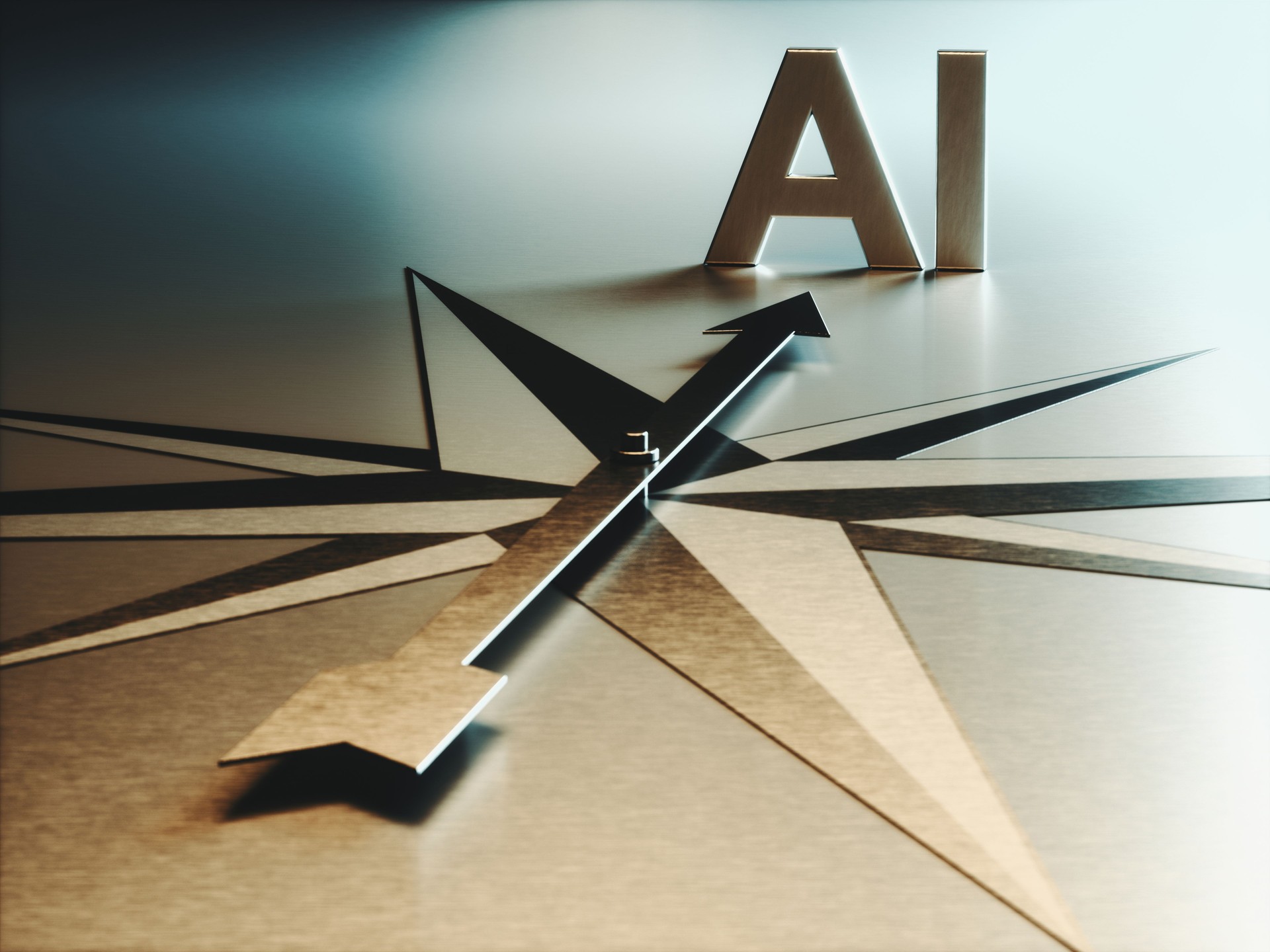 Arrow of A Compass Pointing AI text