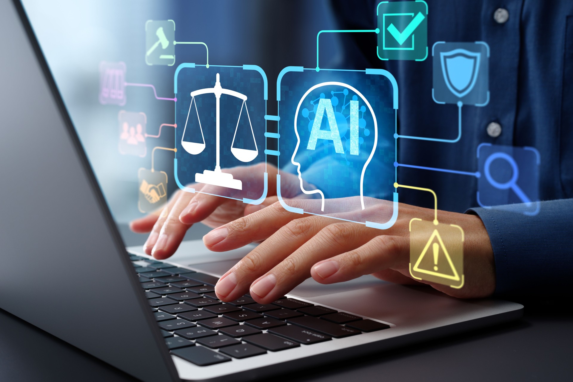 AI Compliance check system and technology. Automated monitoring tool. Business corporate governance.